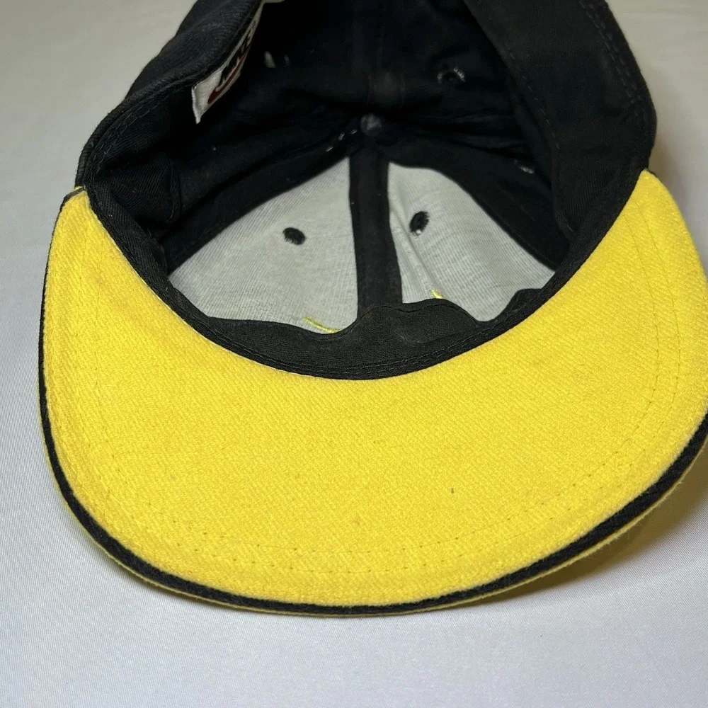 Vintage Nike Hat Yellow Black Center Swoosh Embroidery Made in USA Hook/Loop Str